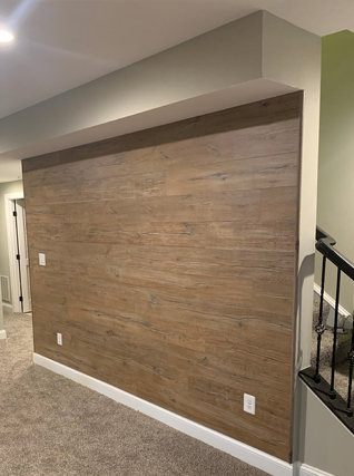 Wooden acent wall in basement